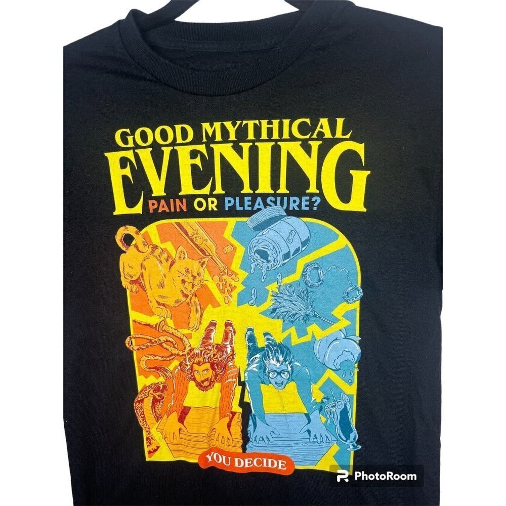 Good Mythical Evening  T-Shirt Men's Size S M Pain or pleasure? Graphic tee - Picture 2 of 3